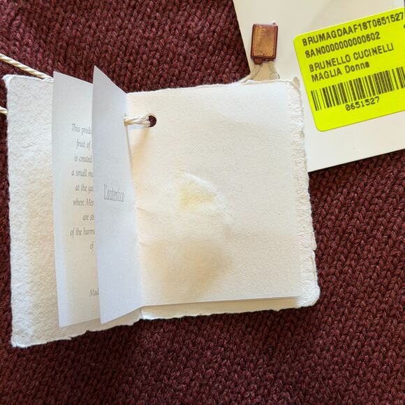 NWT Brunello Cucinelli Cashmere-Silk Sequined One-Shoulder Sweater Burgundy Sz M - Picture 4 of 6